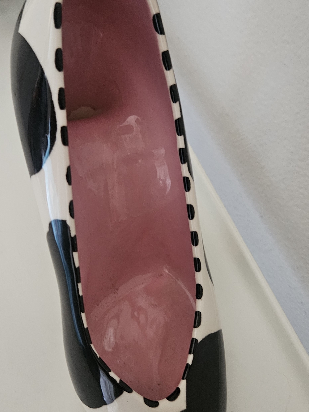 Robin Sterling Black & White Decorative High Heel Accent with Pink Interior